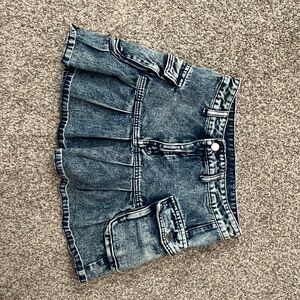 Pleated Jean Skirt